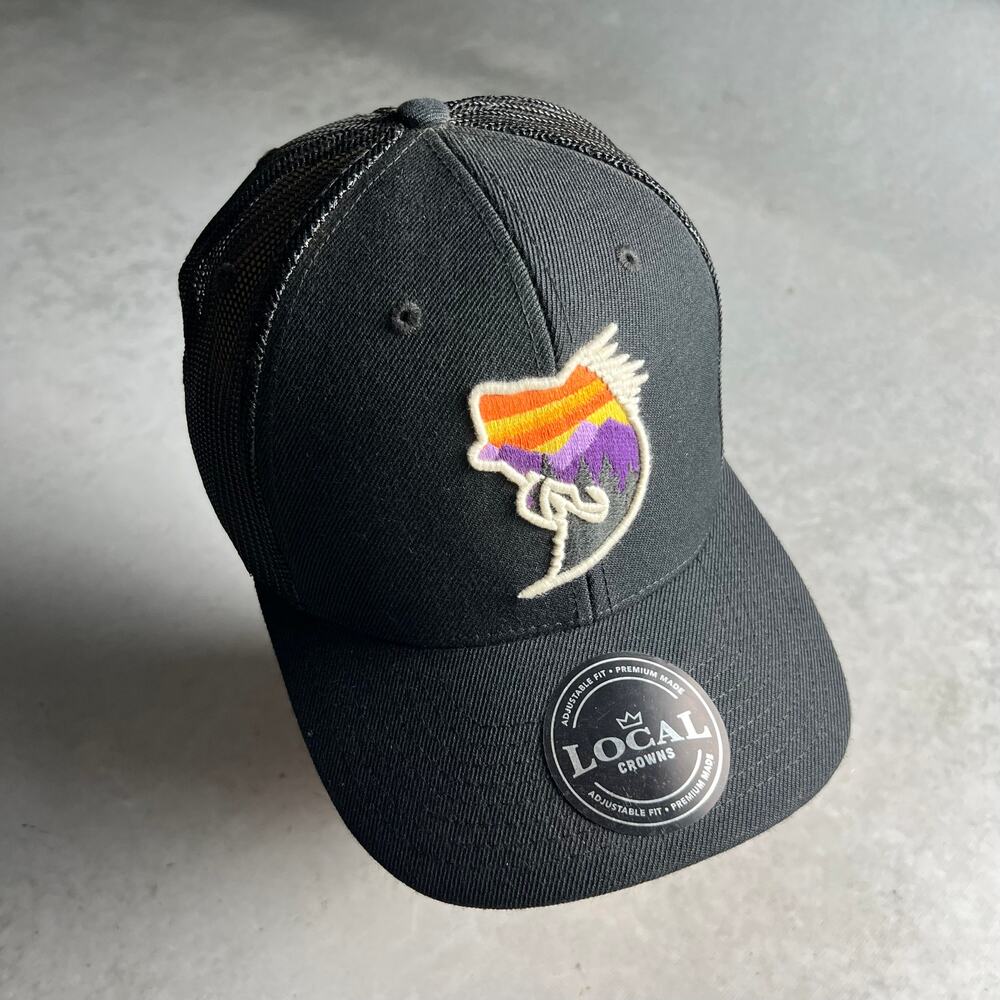 Bass Fishing Crop View Snapback Local Crowns Cap Adjustable Trucker Hat Mens NWT
